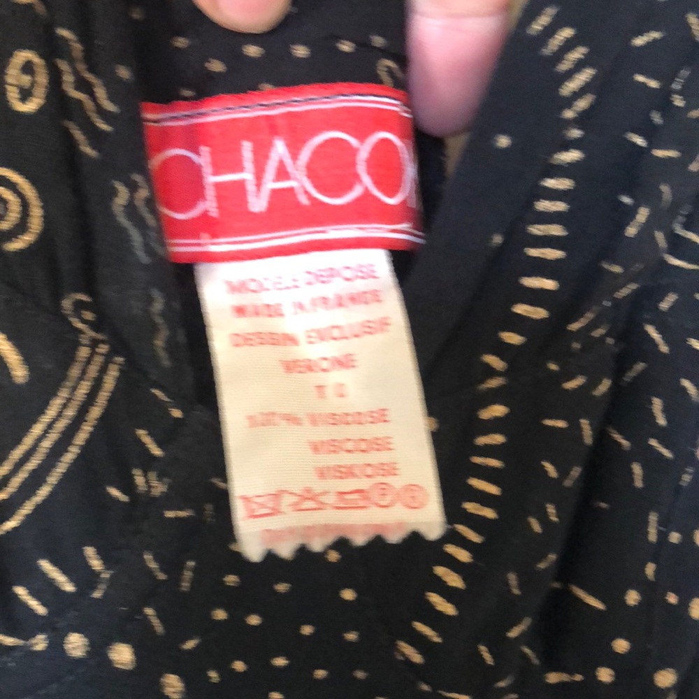 Vintage Chacok French Brand Bohemian Black and Gold Maxi Dress - Picture 5 of 5